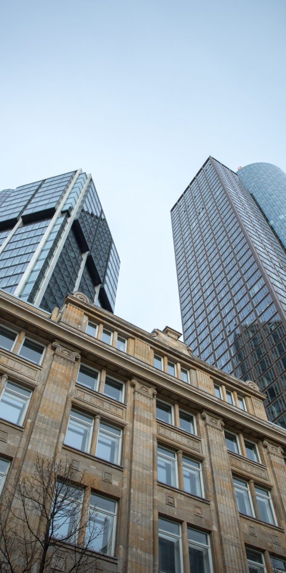 low-angle-shot-high-rise-skyscrapers-clear-sky-frankfurt-germany low-angle-shot-high-rise-skyscrapers-clear-sky-frankfurt-germany